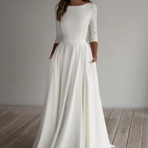 Olivia Bottega Modest Sleeve Wedding Dress Pockets